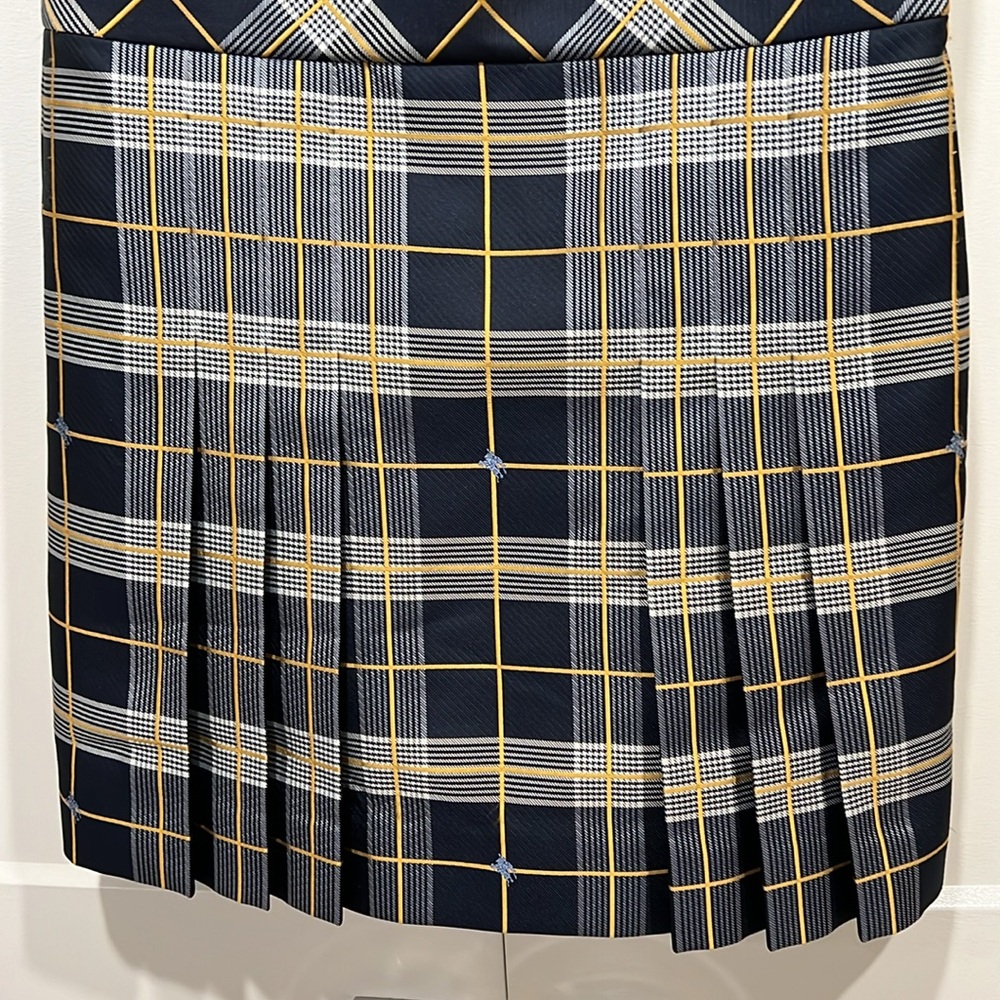 Navy Check Burberry Pleated Dress NWT Size 2 - Picture 3 of 11